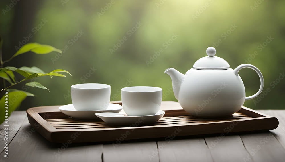 Fototapeta premium Tranquility in Simplicity: Zen Minimalist Tea Set