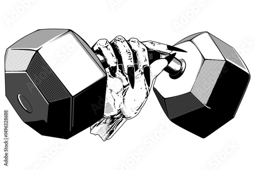 Gym Vintage Emblem Bodybuilder Arm Vector