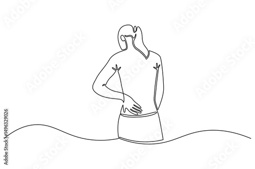 Continuous one line drawing of Beautiful woman with her back. Single line drawing illustration of Naked back of a woman body. Woman beauty wellness concept vector art. Doodle line illustration.
