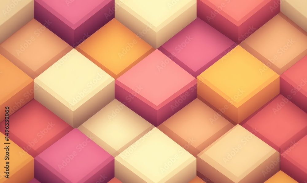 Obraz premium Padrão Geométrico Abstrato com Cubos Coloridos em Tons Pastéis