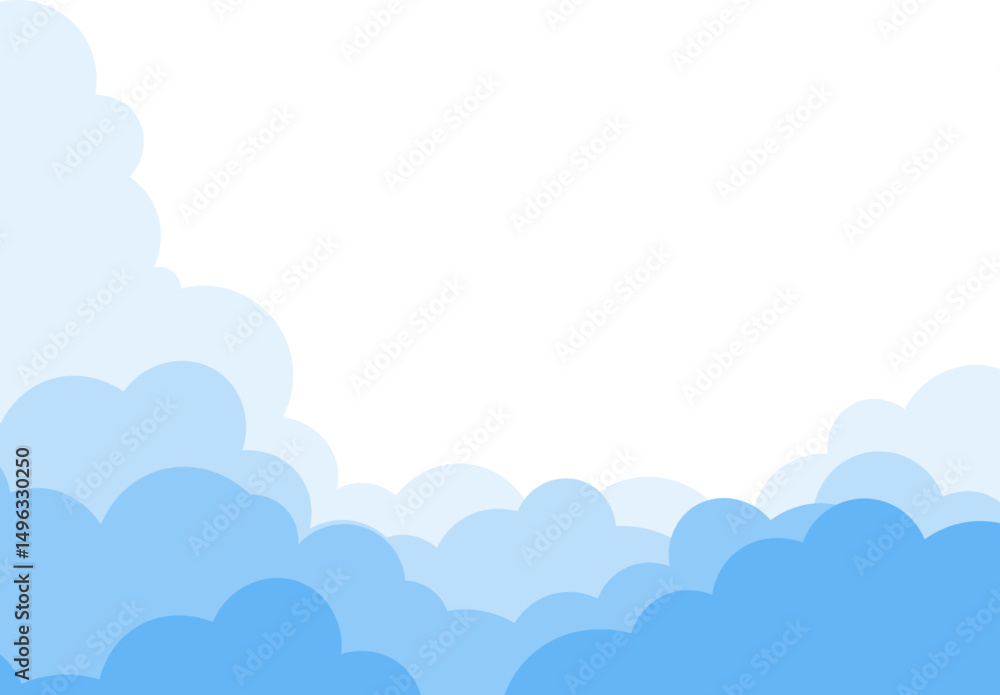 Cloud border frame. Blue sky with white clouds background. Cartoon flat style design. Vector illustration Cloud border frame. Blue sky with white clouds background. Cartoon flat style design. Vector illustration