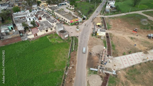Village Vista: Solar Splendor and Rural Charm in Palli Green Oasis, Jammu and kashmir India, Aerial Symphony drone shoot