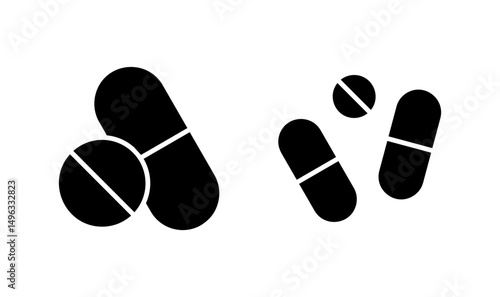 Pills icon logo design. capsule icon. Drug sign and symbol