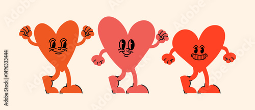 Full vector set of cartoon mascots, abstract shapes, hearts and line icons — ideal for creating fun, lovable branding and social content.