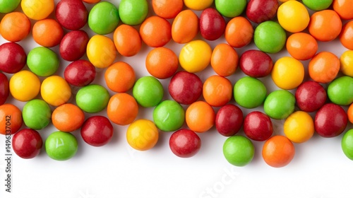 Colorful Skittles Candy on White Background for Vibrant and Sweet Visuals