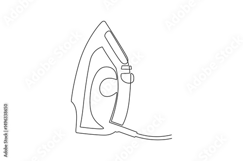 Continuous one line drawing of Electric Clothes Iron. Single line drawing illustration of Steam iron. Elctricity concept vector art. Doodle line illustration.