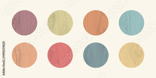 Wood tree pattern texture icon, trunk with annual circle line of age pictogram, set vector design