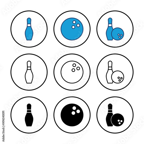 Bowling icon vector. bowling ball and pin icon. bowling pins