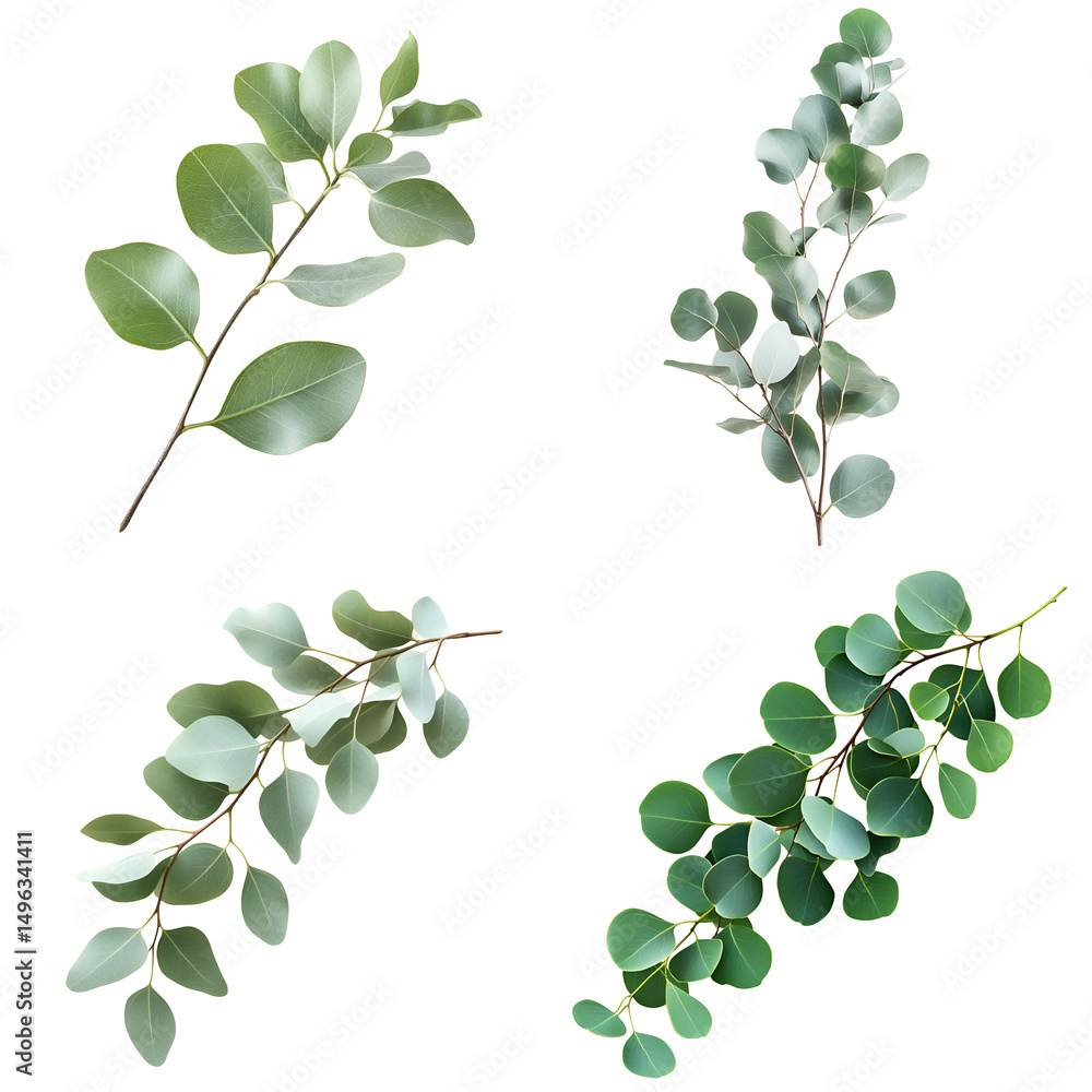 Obraz premium Eucalyptus sprigs on black background