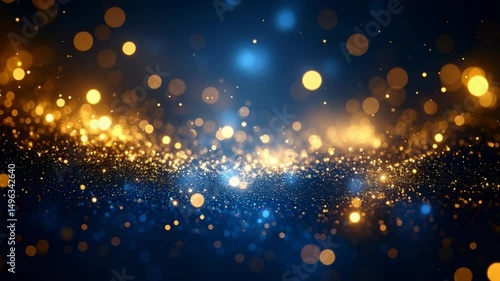 Abstract image with a mesmerizing golden and blue bokeh effect, creating a magical atmosphere