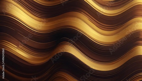 Elegant gold and chocolate flowy waves, abstract artistic background design