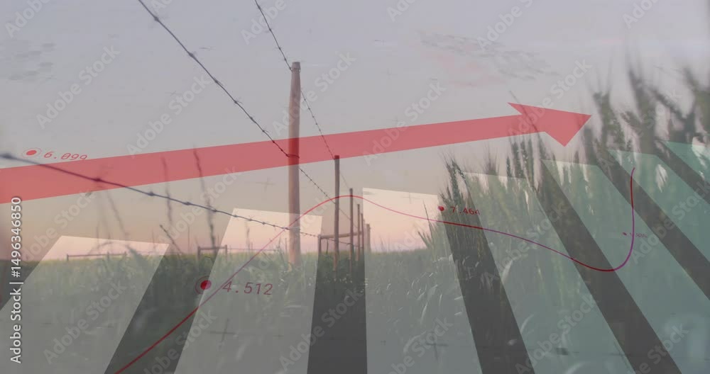 Red arrow sweeping in triggers data line tracing fence while bars ...