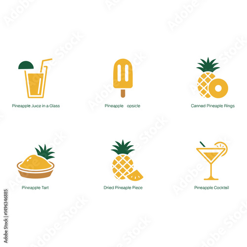 Wallpaper Mural Colorful Flat Icons Representing Various Pineapple Products Torontodigital.ca