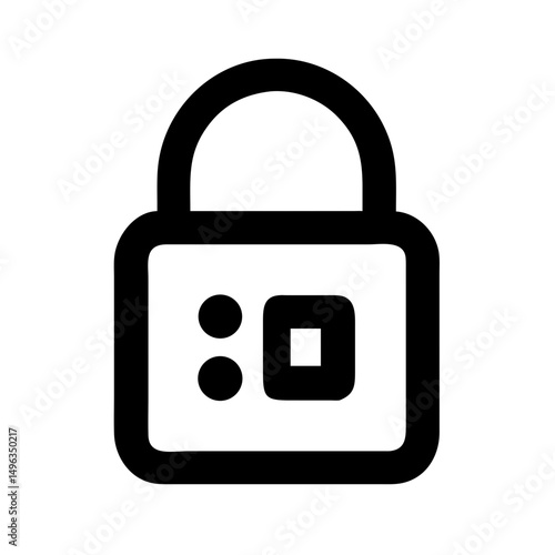 padlock with internal dots and a square, ideal for websites or blogs on security, privacy, data protection, access control, or digital safety.

