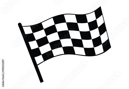 Checkered flag silhouette vector, racing flag silhouettes icon illustration.