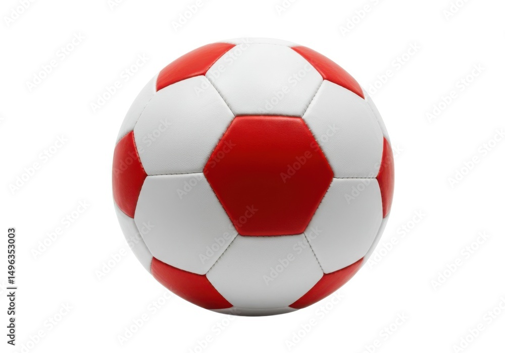 Red and white soccer ball isolated on white background Red and white soccer ball isolated on white background