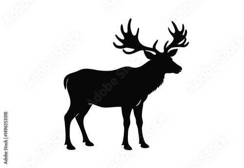 Silhouettes elk vector, reindeer silhouette illustration.