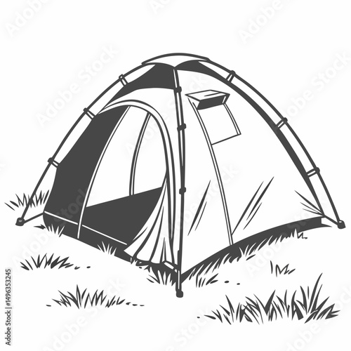 Camping tent in grass outdoor adventure recreation