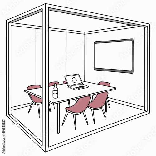 Modern office meeting pod clean cutout illustration