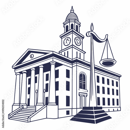 Courthouse building justice scales law legal system