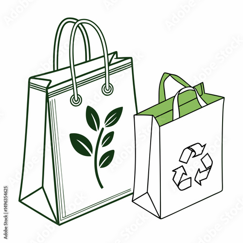 Eco-friendly shopping bags isolated on white background