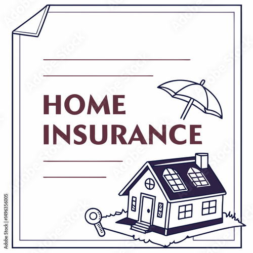 Home insurance policy document house key umbrella