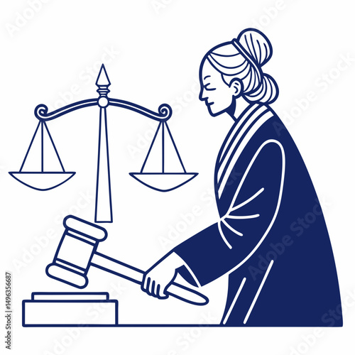 Female judge gavel scales justice law court