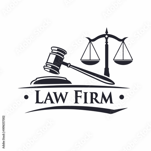 Law firm logo gavel scales justice legal symbol
