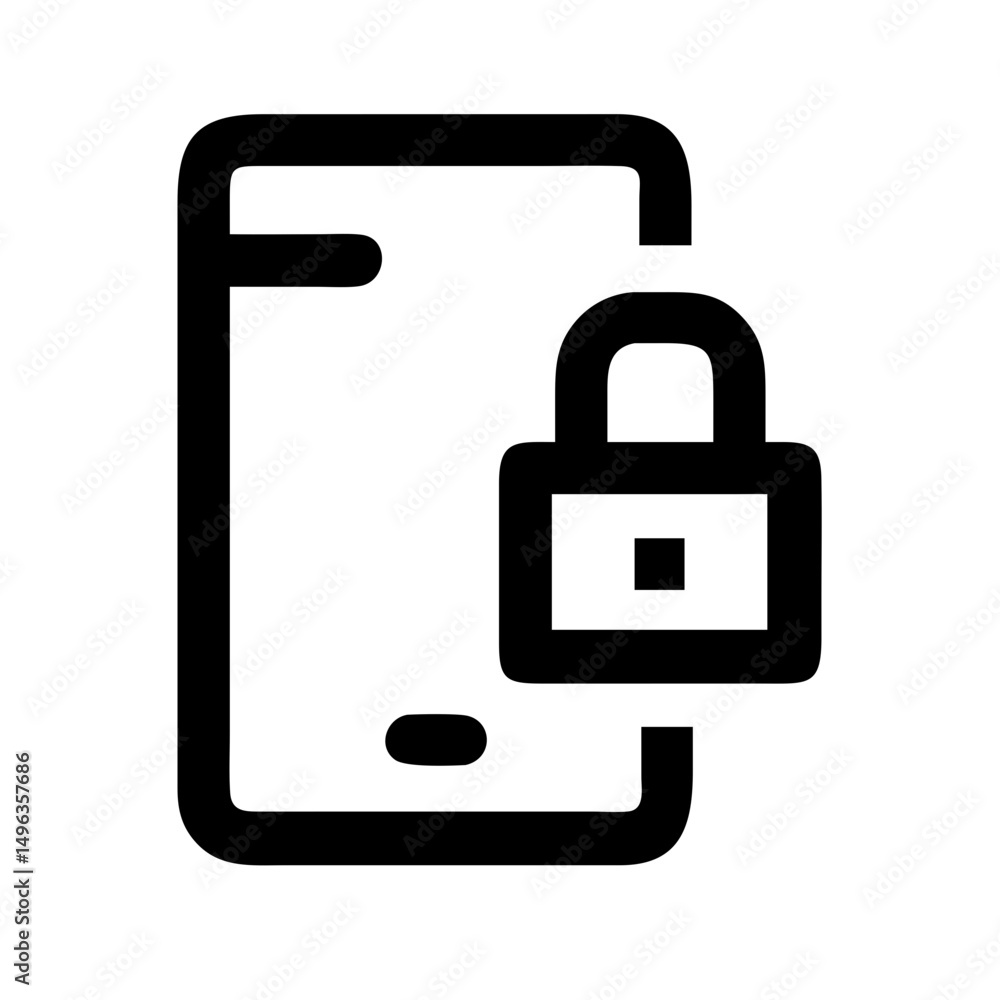 A line drawing of a smartphone with a pattern lock and a padlock. Use for mobile security, phone privacy, or digital safety themes. A line drawing of a smartphone with a pattern lock and a padlock. Use for mobile security, phone privacy, or digital safety themes.
