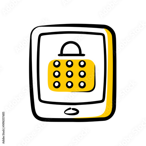 mobile device displaying a padlock with a nine-dot Doodle pattern, symbolizing a secure screen lock. Ideal for websites/blogs about mobile security, phone privacy, app lock, or device protection.
