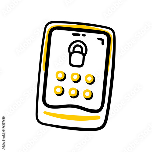 mobile phone with a keypad pattern and a padlock, symbolizing device security. Ideal for websites/blogs discussing smartphone privacy, app locks, or mobile data protection.