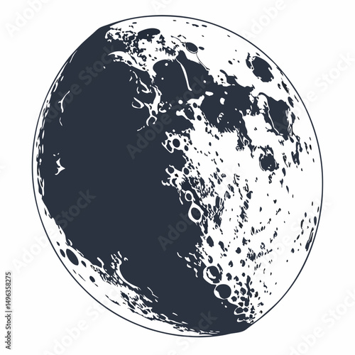 Detailed moon illustration celestial body space art