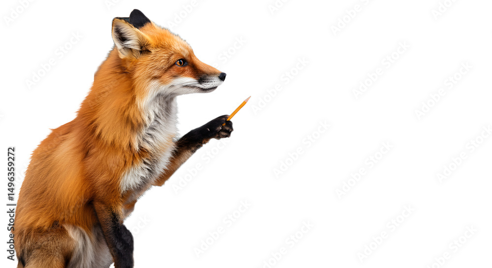 Fototapeta premium Fox Teacher Explaining on Chalkboard