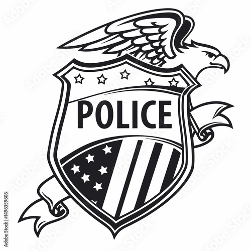 American police eagle shield badge emblem design