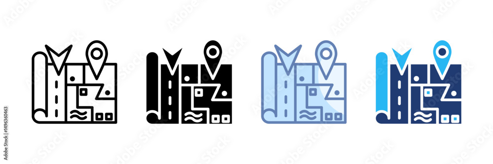 City Map Icon Set Multiple Style Collection City Map Icon Set Multiple Style Collection
