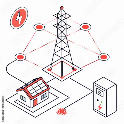 Smart home solar power grid energy system