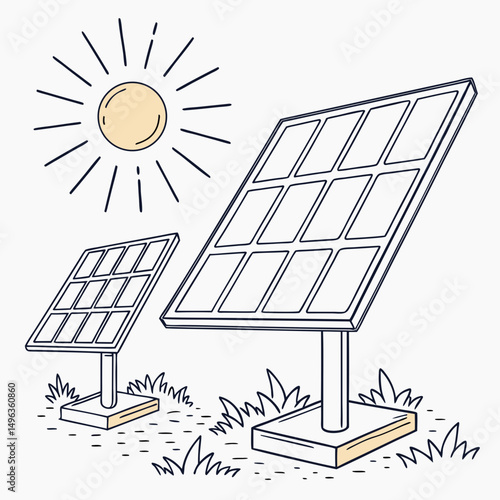 Two solar panels generating clean energy