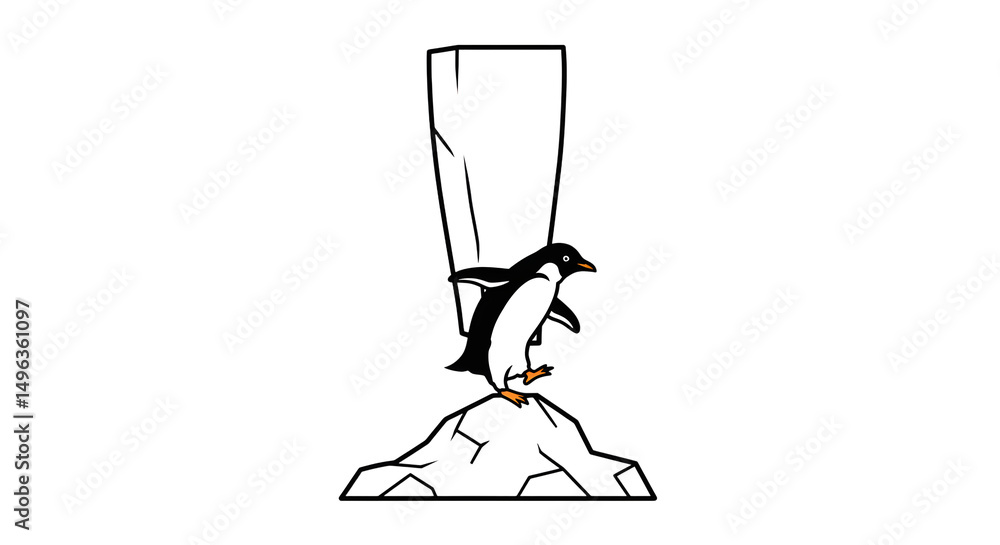 Fototapeta premium Penguin on Iceberg Illustration