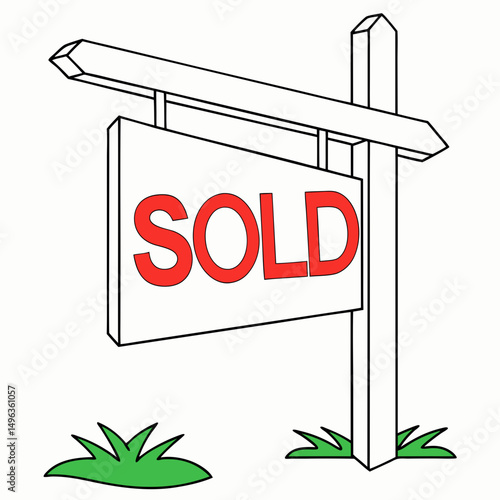 Sold real estate sign lawn grass home sweet home