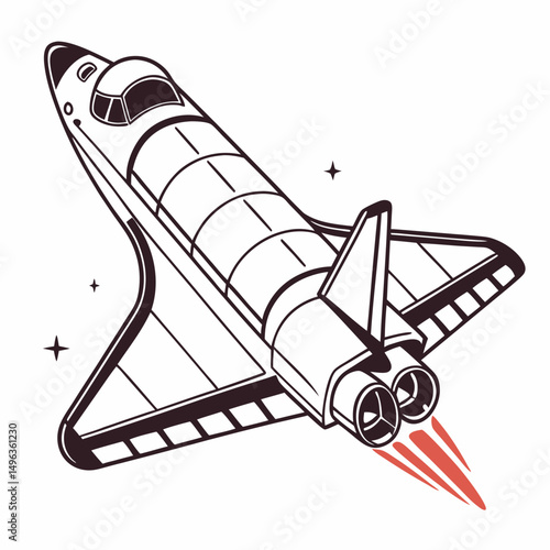 Space shuttle launch retro style illustration