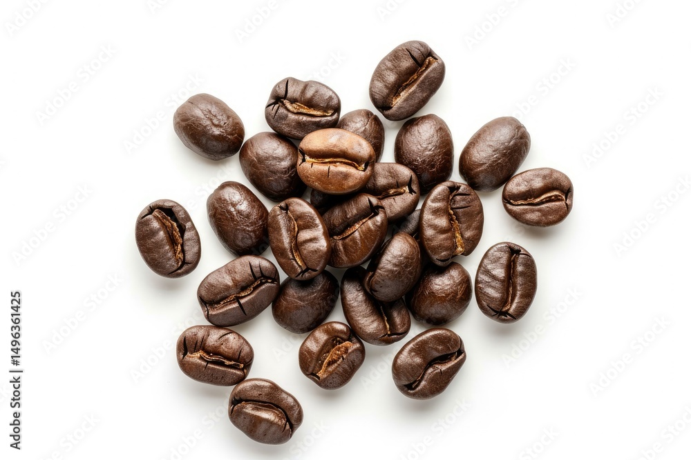 vibrant color visual of top view of coffee beans isolated on white background, vibrant color visual of top view of coffee beans isolated on white background,