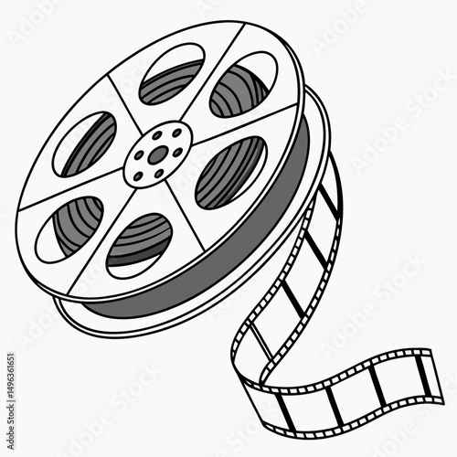 Classic film reel and film strip illustration