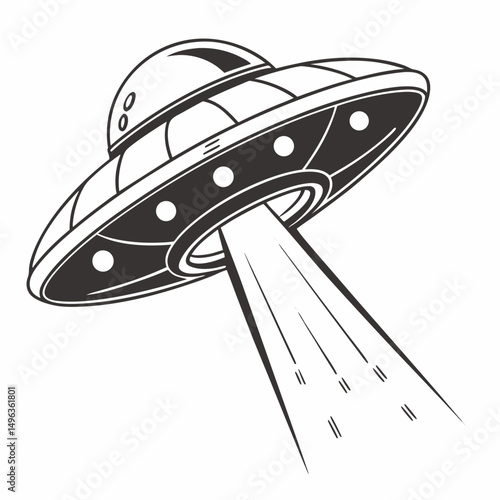 Classic flying saucer ufo spaceship beam