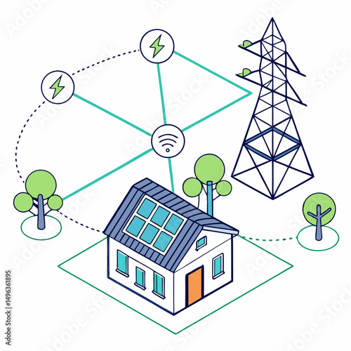 Smart home solar power energy grid connection