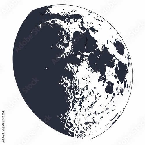 Stylized moon illustration dark side light side celestial body