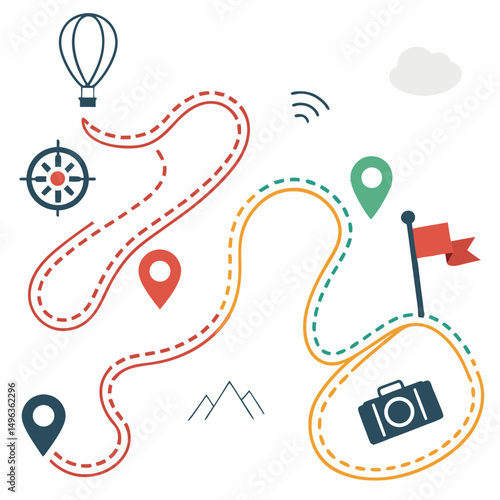 Adventure journey map route travel exploration destination