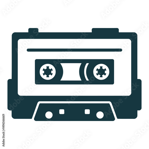 Retro Audio Cassette Tape Icon Vector Graphic