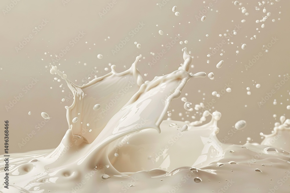 Dynamic splash of fresh milk creating a beautiful liquid form Dynamic splash of fresh milk creating a beautiful liquid form