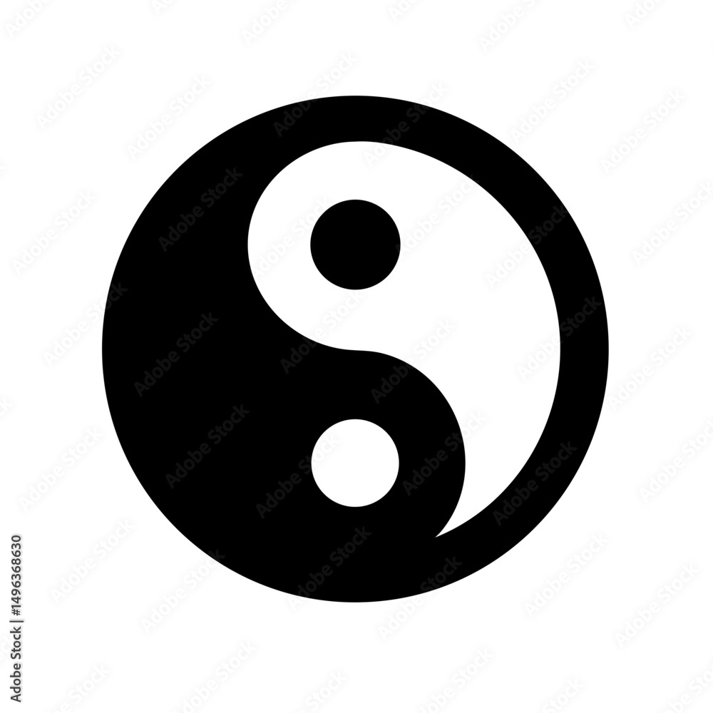 A black and white Yin and Yang symbol on a white background. Use for themes of balance, duality, or Eastern philosophy. A black and white Yin and Yang symbol on a white background. Use for themes of balance, duality, or Eastern philosophy.