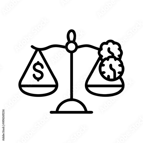 Balance between money and time, a representation of financial and temporal elements weighed against each other